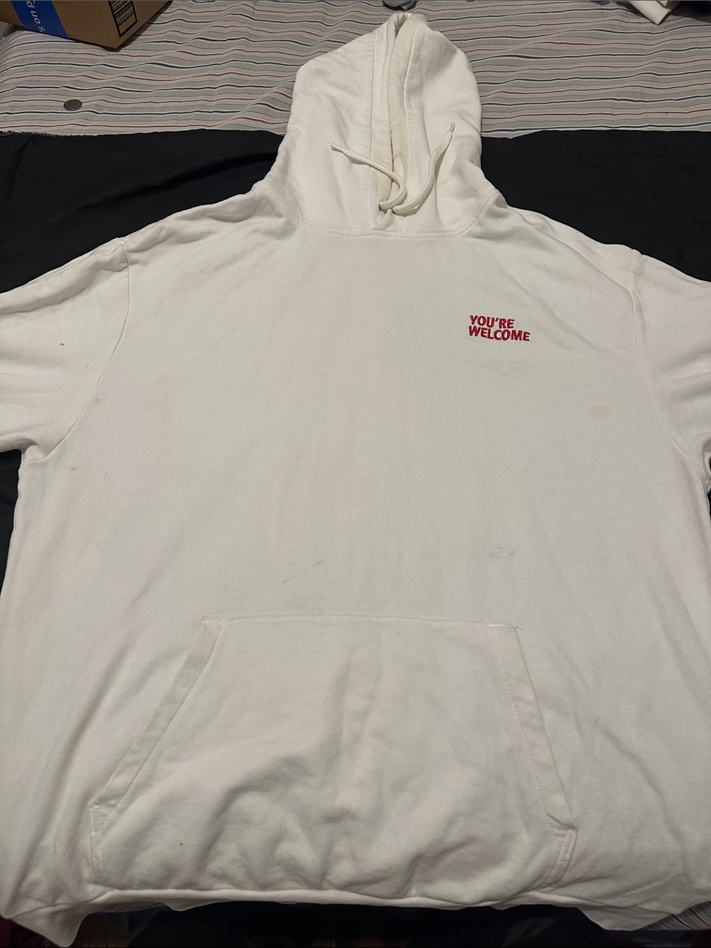 Divided - White Hoodie with 'You're Welcome' Chest Print